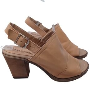 Barbara Barbieri Tan Leather Slingback Block Heel Sandals Made in Italy Size 7